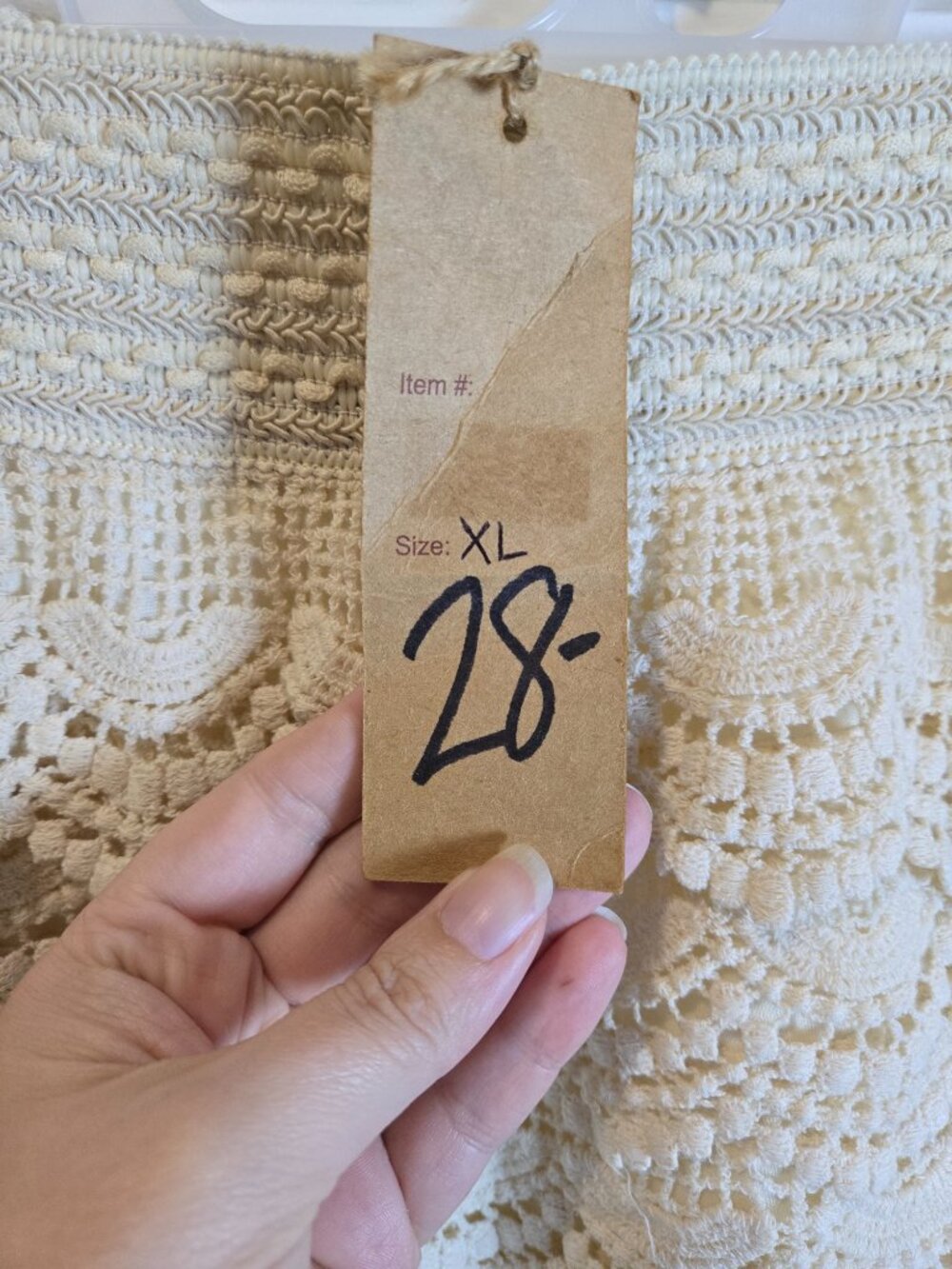 Grace & Emma Crochet Lace Shorts XL Cream Boho Lined Pull On Festival - Picture 5 of 10